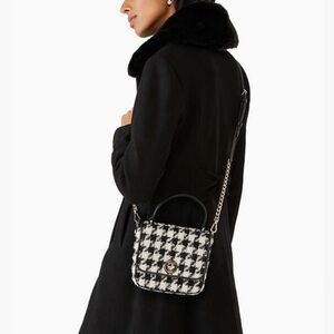 NWT $334 KATE SPADE Natalia Small Flap Crosbody Leather Trim Tweed Shoulder Bag